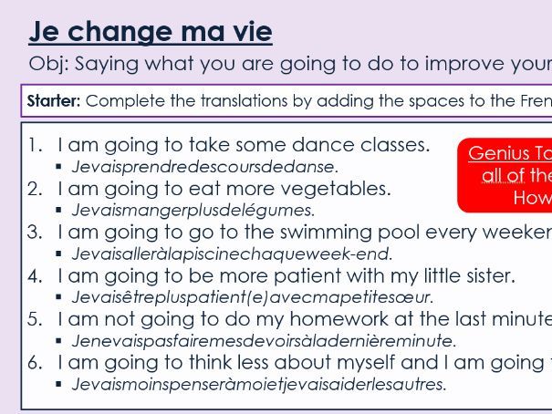 NEW 2026 GCSE French. Foundation/ Vert. Module 4: Unit 4. Je change ma vie
