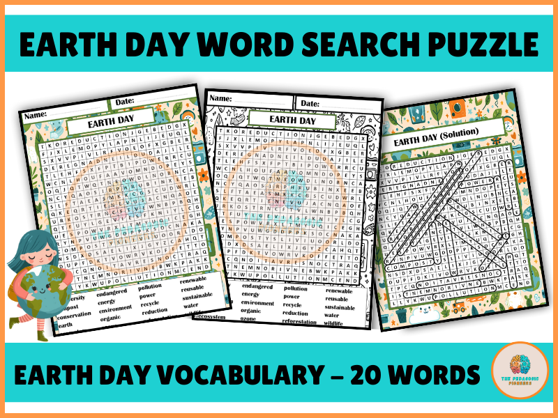 Spring Earth Day Word Search Puzzle Activitie