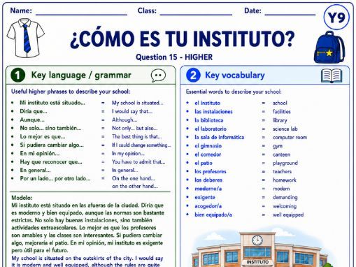 CSE Spanish School Worksheet + Answers