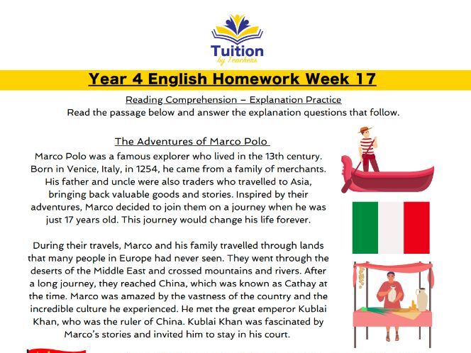 17. Year 4 - Reading Comprehension & SPaG