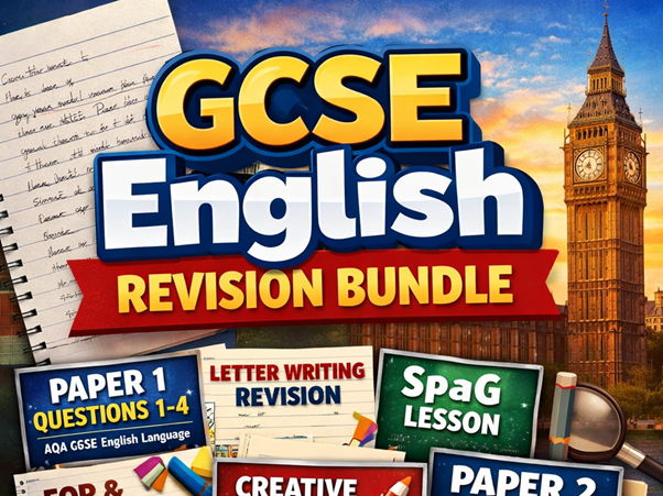 GCSE English Language Mega Revision Bundle – 10 Complete PowerPoint Lessons (AQA Paper 1 & 2, SPaG, Creative Writing, Essays)