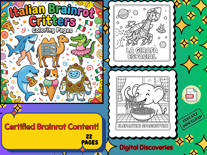 Italian Brainrot Critters Coloring Pages | Silly Brain Break & Reward Coloring Activity