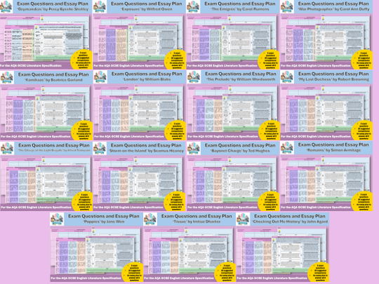 AQA Power and Conflict Poetry ALL Poems Essay Plans and Exam Questions