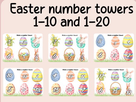 Easter- number towers to 1-10and 1-20- continuous provision