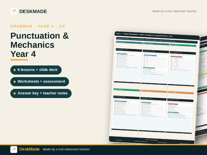 Year 4 Punctuation & Mechanics Unit | Australian Curriculum