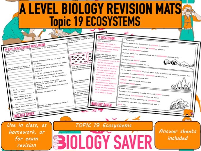 A Level Bio Revision Mats - 19 Ecosystems