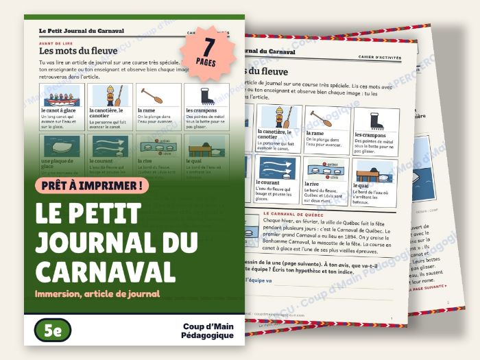 French Immersion Grade 5 Newspaper Article | Le Petit Journal du Carnaval