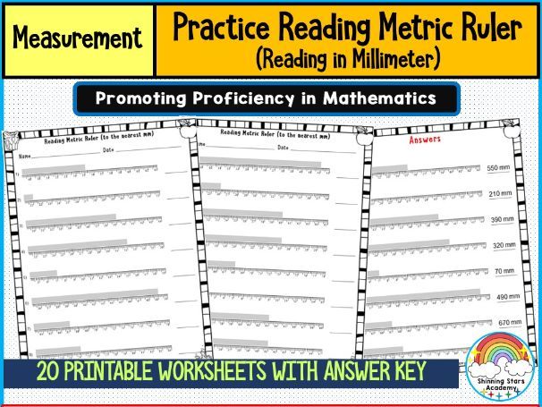 Reading a Metric Ruler (Millimeter) Worksheets | Measurement & STEM Practice