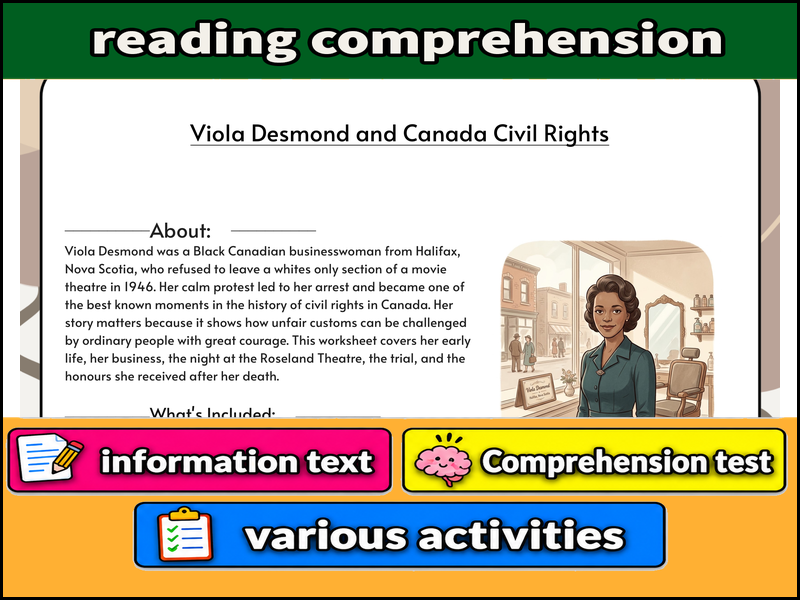 Viola Desmond and Canada Civil Rights & Comprehension Test