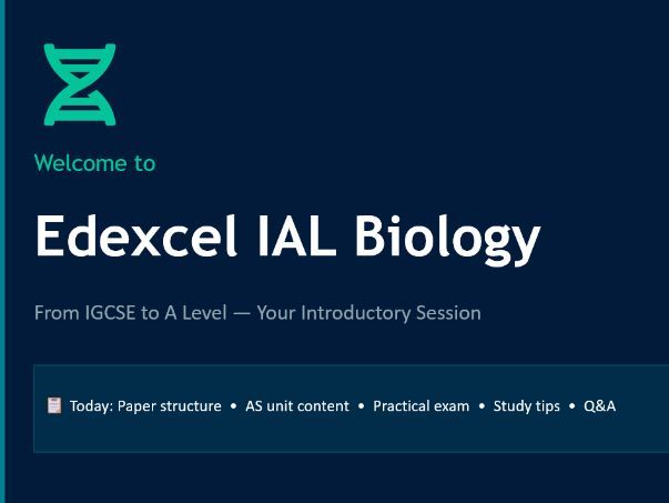 Edexcel IAL Biology — IGCSE to A Level Introductory Session (IAS)
