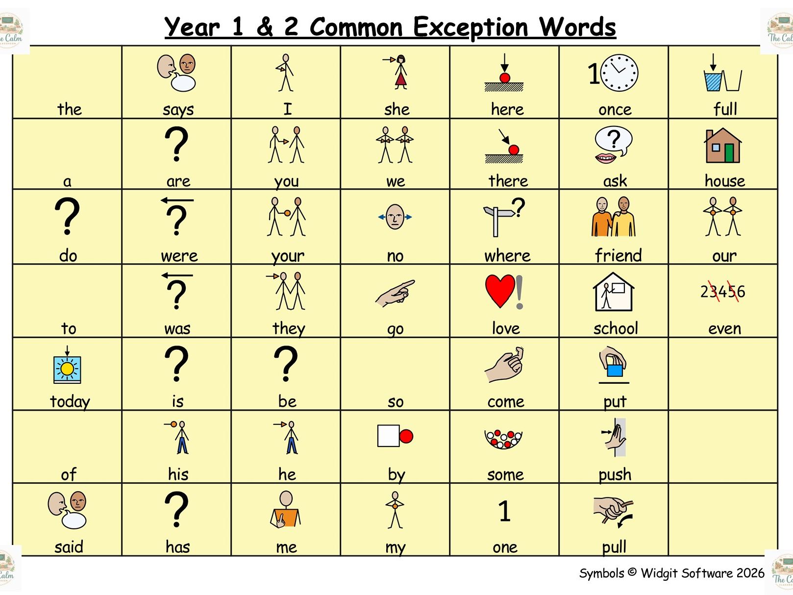 PRIMARY CURRICULUM COMMON EXCEPTION WORDS