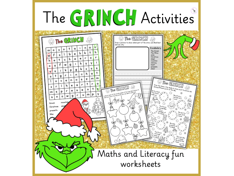 The Grinch Activities 1st - 3rd Grade Math and Literacy National Grinch Day