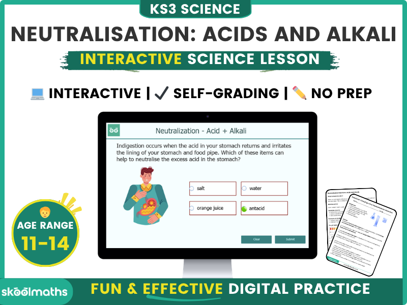 Neutralisation of Acids and Alkali Self-Marking Digital Lesson and Activities