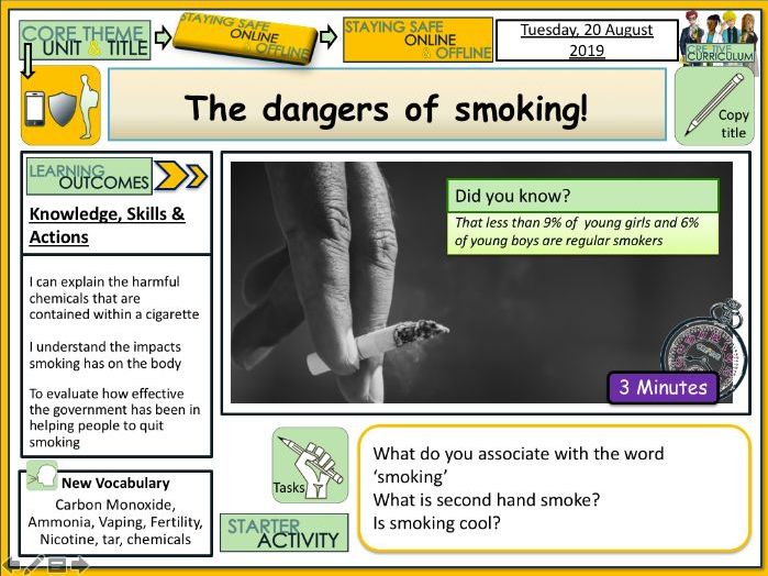 Dangers of Smoking PSHE Lesson
