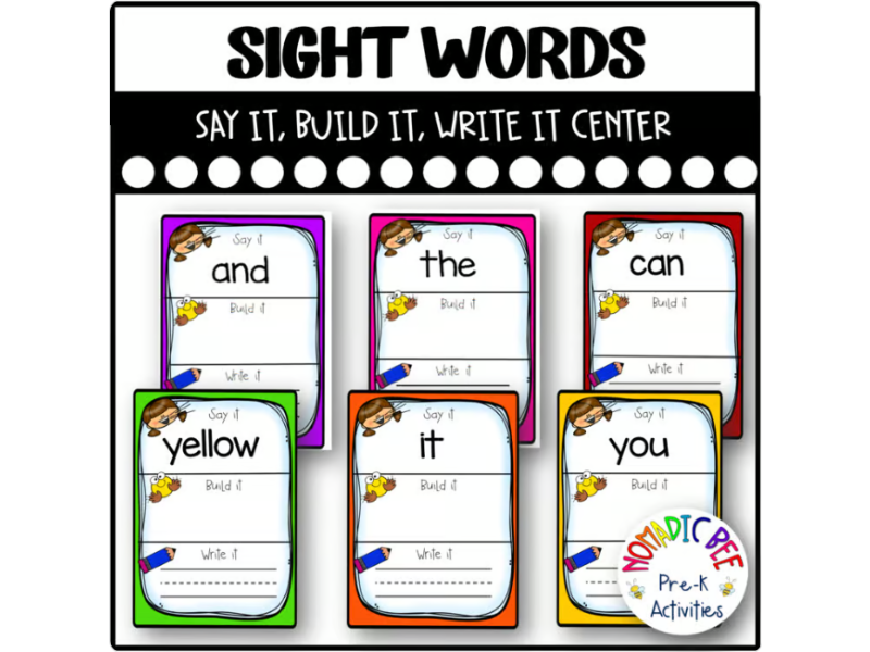 Sight Words 'Say it, Build it, Write it' Center