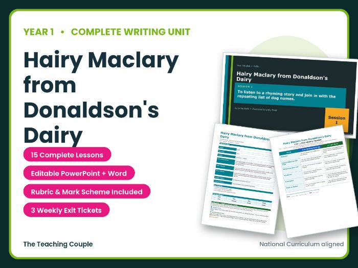 Hairy Maclary from Donaldson's Dairy | Year 1 English Unit | 15 Complete Lessons + Resources