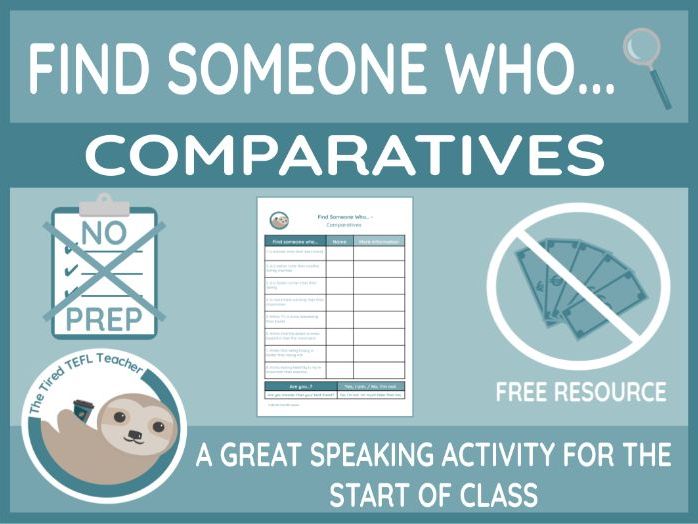 ESL Find Someone Who Activity - Comparatives