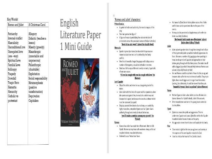 Romeo and Juliet/ A Christmas Carol Revision Pocket Guide