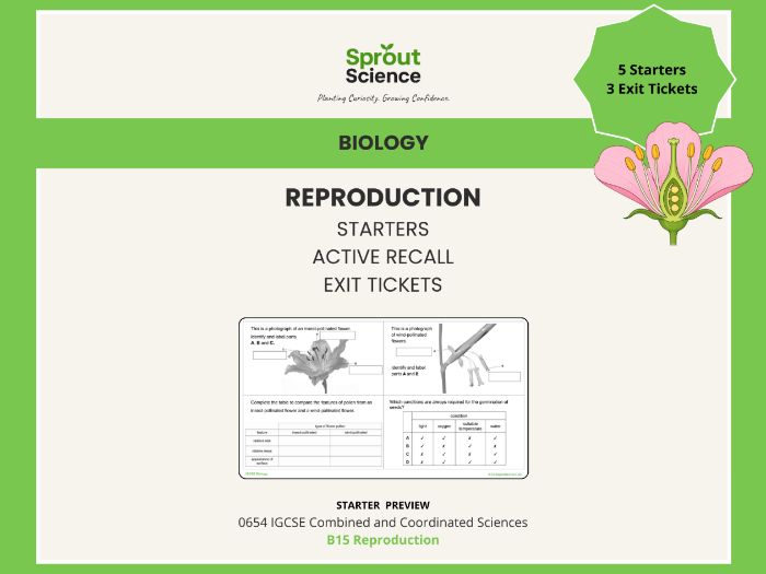 B15 Reproduction | Starter Activities & Exit Tickets | IGCSE Biology