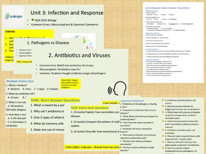 GCSE Infection and Response Revision - Common Misconceptions & Practice