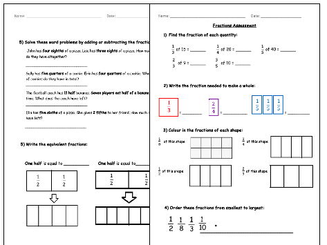 Fractions Assessment - Differentiated