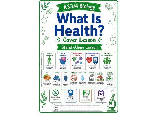 'What is health'? biology cover lesson (L12) stand alone