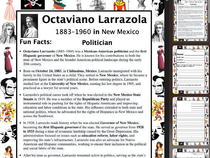 Octaviano Larrazola PACKET & ACTIVITIES, Important Historical Figures Series