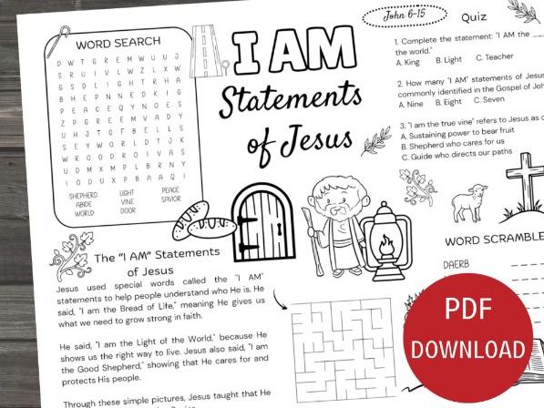 I Am Statements of Jesus Activity Placemat