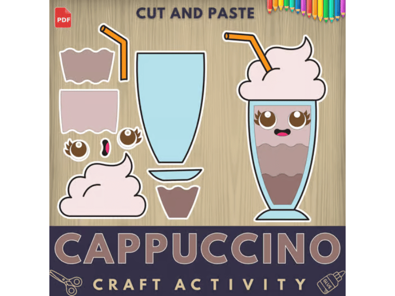 Printable Cappuccino Craft – Hot Drinks, Classroom Display, Fine Motor Skills
