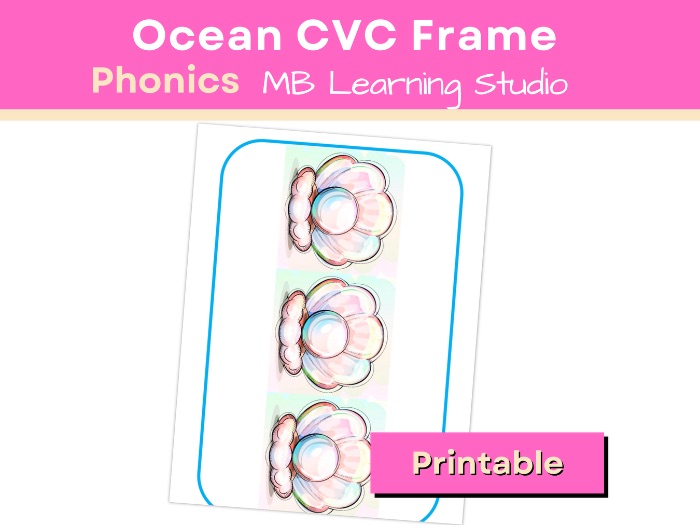 Sea CVC Word Frames | Phonics Activity for EYFS, KS1, Pre-K, Kindergarten