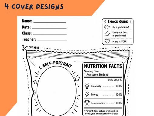All about me - Snack Packaging Bag bulletin board design and worksheets