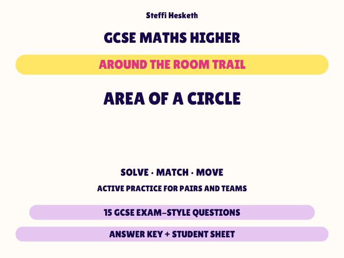 GCSE Higher Maths Area of a Circle | Around the Room Trail