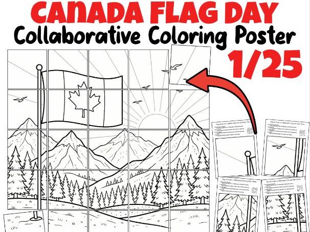 Canada Flag Day Collaborative Coloring Poster | True North Strong