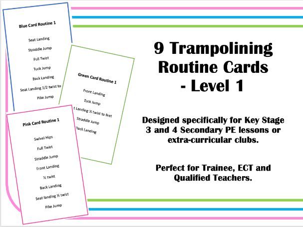 9 Trampolining Routine Cards - Level 1 | Teaching Resources