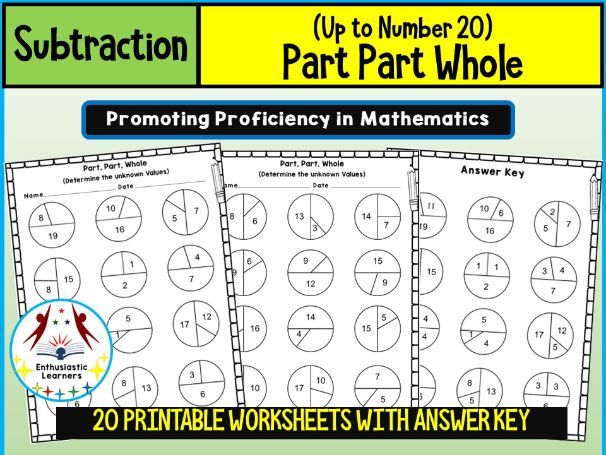 Part-Part-Whole Subtraction Worksheets (Up to 2 Parts and a Whole, Numbers up to 20) Worksheets Acti
