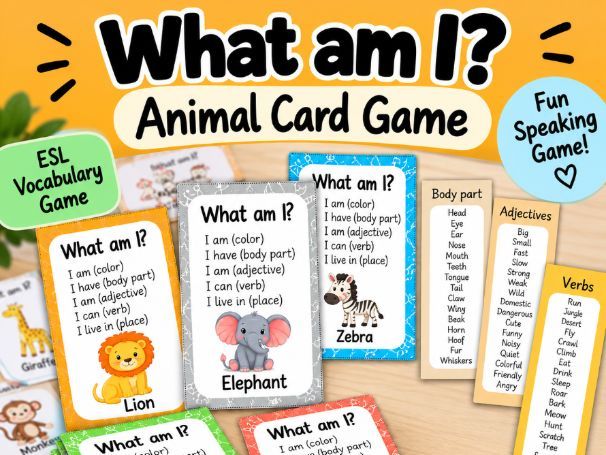 What Am I? Animal Guessing Game | ESL Speaking Cards & Animal Vocabulary Game