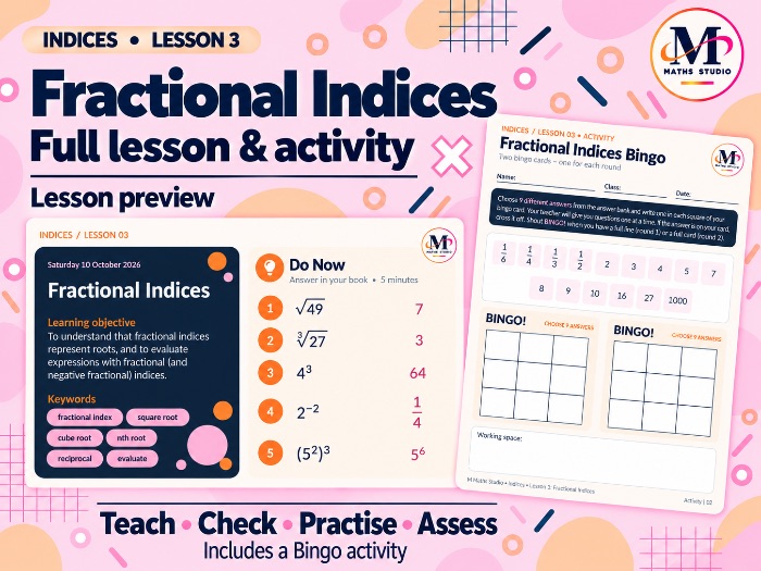 Fractional Indices | Lesson & Activity