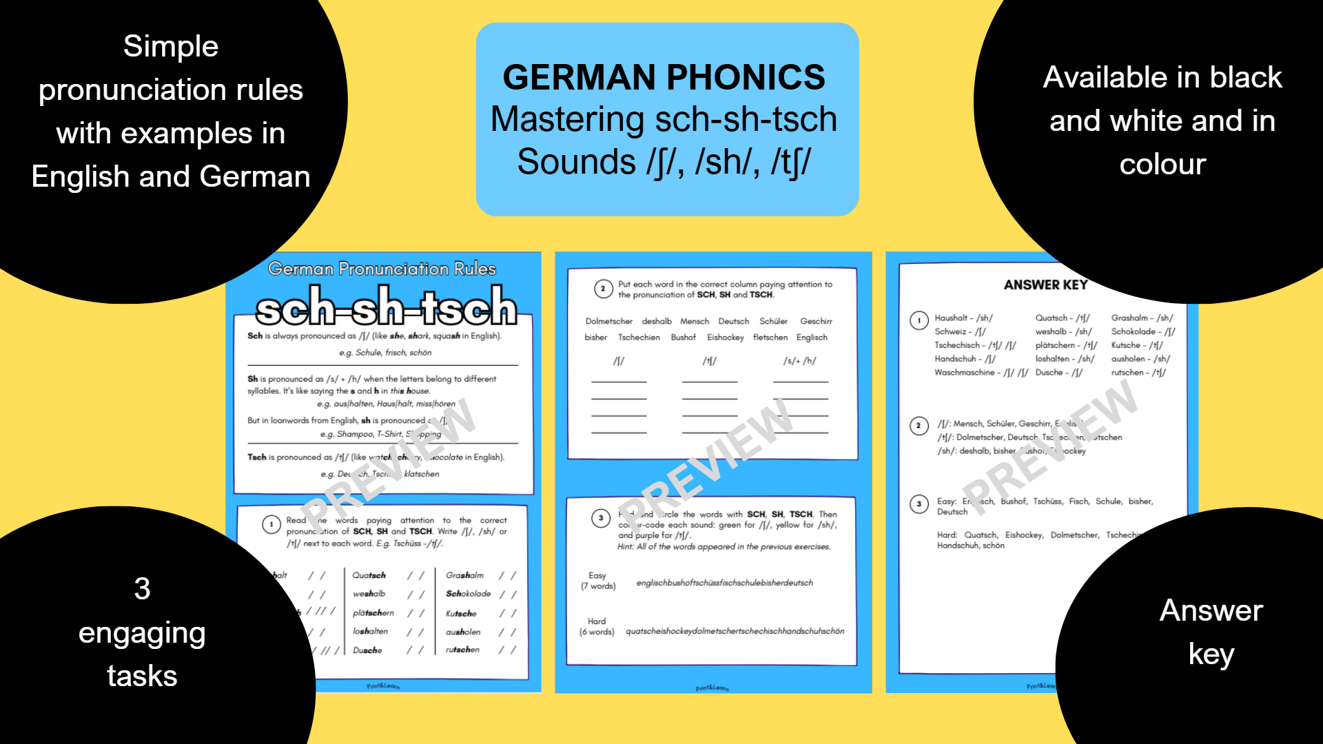 German Phonics Letters SCH, SH, TSCH | Teaching Resources, image size:1920x1080