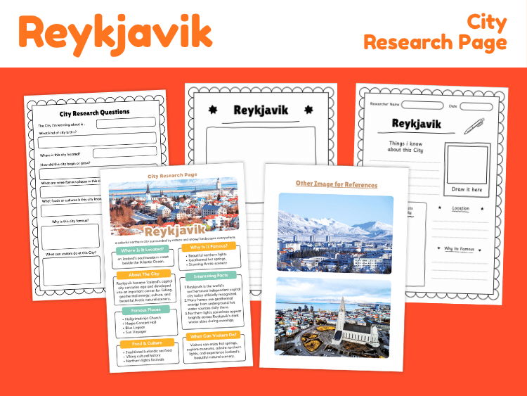 Reykjavik City Research Project | Iceland Geography Worksheets