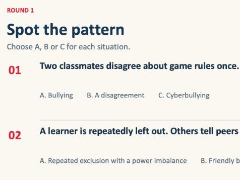 Anti-Bullying Week Quiz | Team PowerPoint | Online Safety and Upstander Choices
