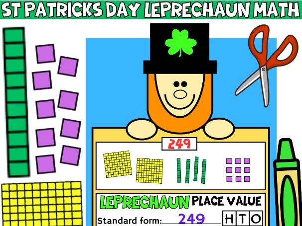 St Patricks Day Craft Leprechaun Place Value Math Activity March Bulletin Board