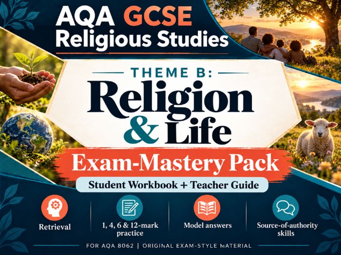 AQA GCSE Religious Studies Theme B Religion & Life Exam-Mastery Pack | 8062 | 2026+