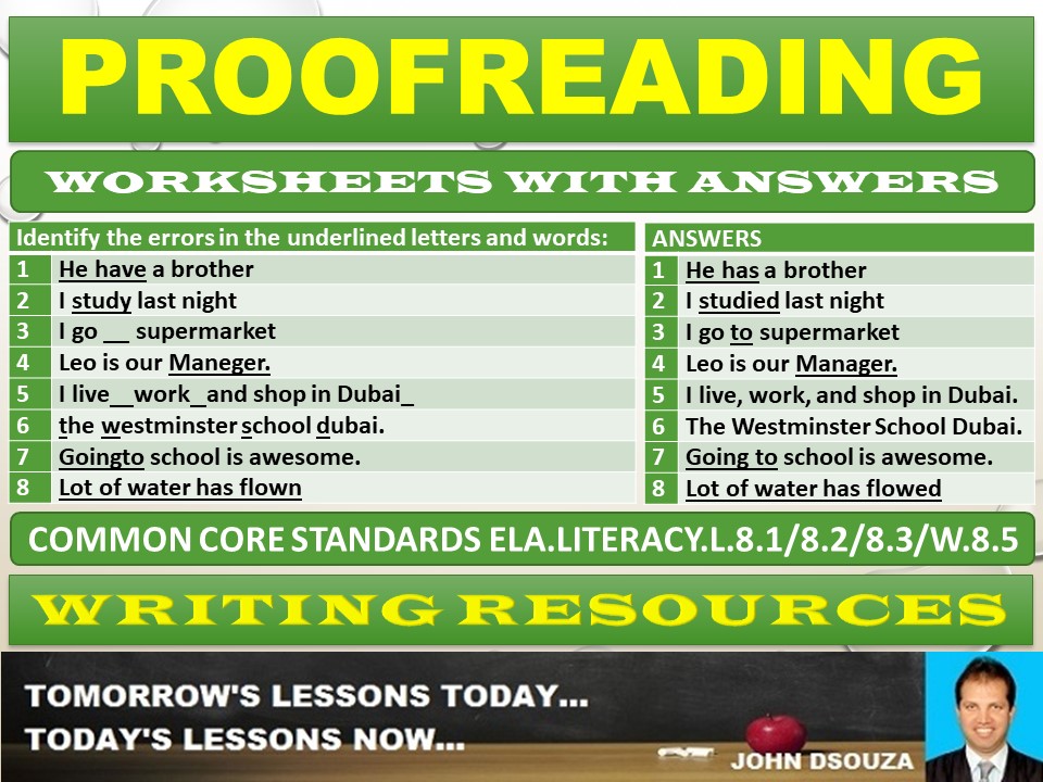 proofreading practice test pdf