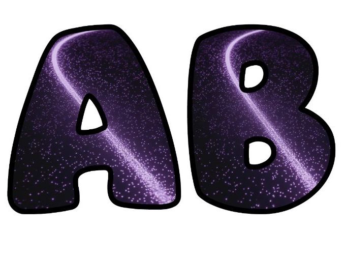 Purple Stars Galaxy Space Classroom Display | Lettering Set | Whole Alphabet A-Z and 0-9