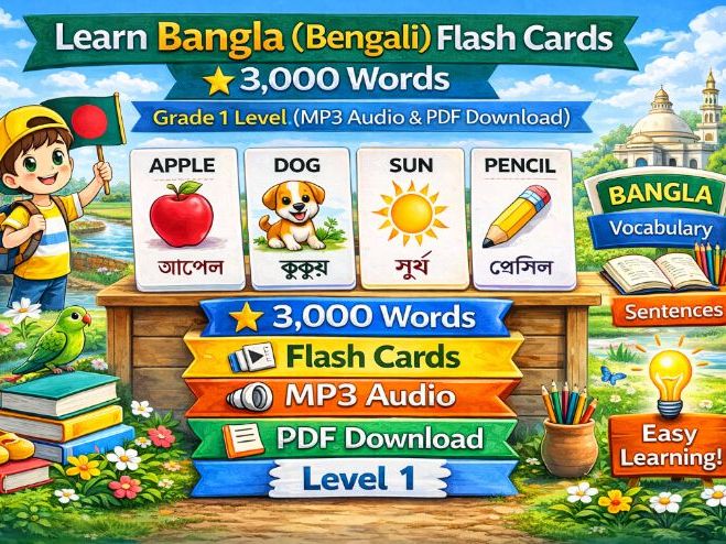 Bangla(Bengali) Flash Cards, 3,000 Words (Audio, PDF)
