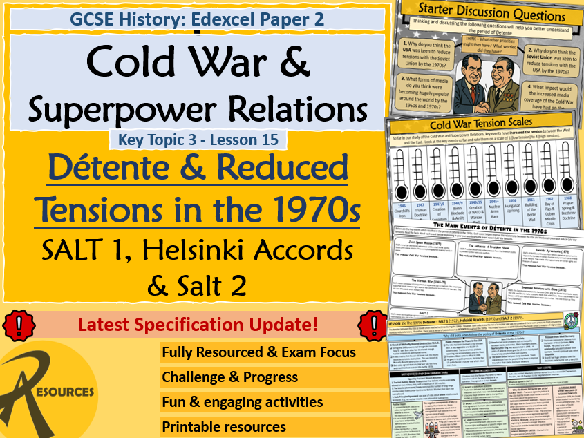 Détente SALT 1 Helsinki SALT 2 - Cold War - GCSE History Edexcel - Lesson 15