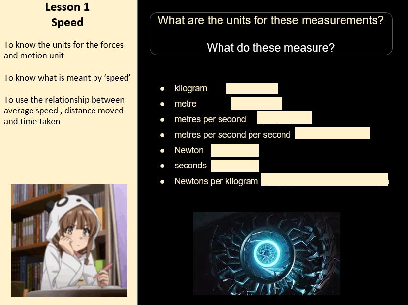 Edexcel IGCSE Physics (Double Award) Topic 1ab Motion Complete Unit of work