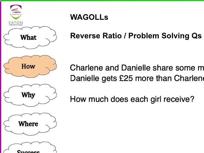 Ratio - Sharing an Amount (Reverse ratios/Problem Solving Included)