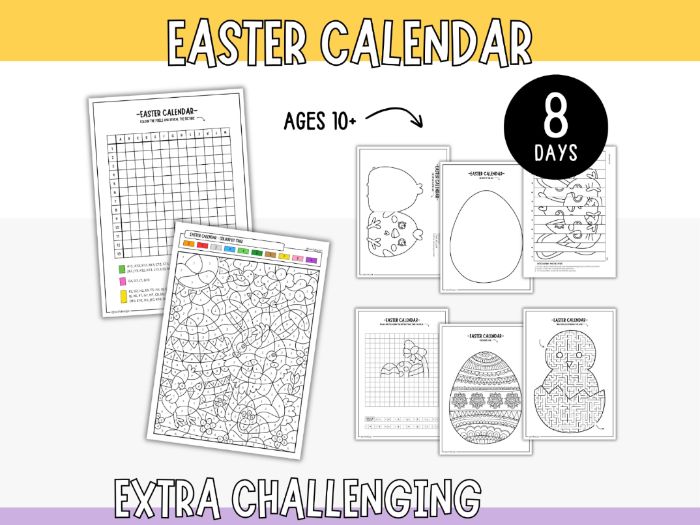 Easter Calendar - Extra Challenging (8 Printable Craft Pages)