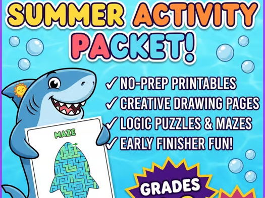 Summer Ocean Theme Activity Packet | No Prep Morning Work Worksheets & Mazes